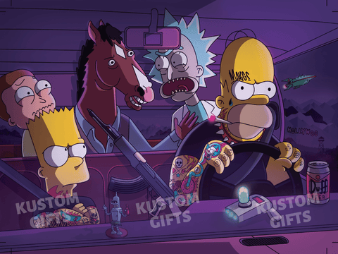 Rick and Morty and Simpsons and Bojack Crossover Poster