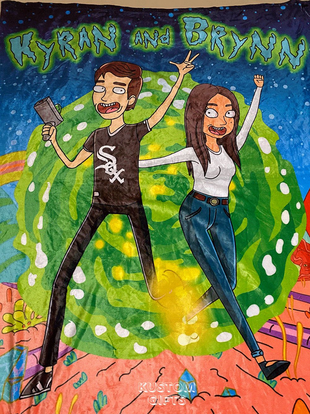 Rick and Morty Blanket - Custom Drawing from Photo
