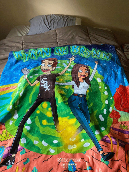Rick and Morty Blanket - Custom Drawing from Photo